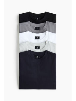 H&M - Men White 5-Pack Regular Fit T-Shirts