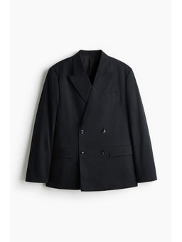 H&M - Men Black Relaxed Fit Double-Breasted Blazer