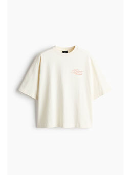 H&M - Men White Oversized Fit Boxy-Style T-Shirt
