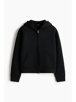 H&M - Men Black Loose Fit Scuba Zip-Through Hoodie