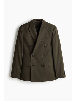 H&M - Men Green Regular Fit Double-Breasted Blazer