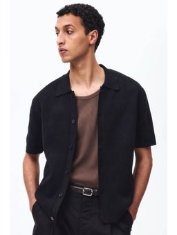 H&M - Men Black Regular Fit Knitted Shirt