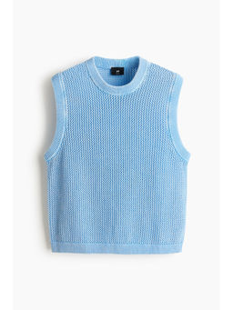 H&M - Men Blue Regular Fit Hole-Knit Sweater Vest