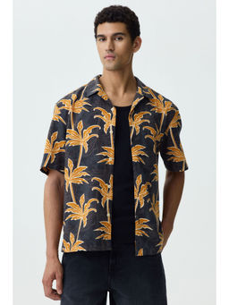 H&M - Men Black Relaxed Fit Cotton Resort Shirt