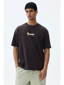 H&M - Men Brown Relaxed Fit Printed T-Shirt