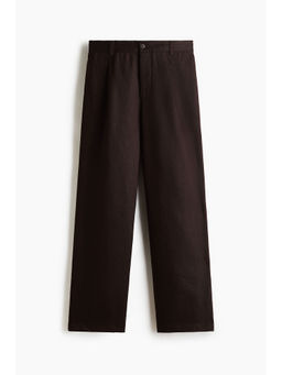 H&M - Men Brown Relaxed Fit Linen-Blend Trousers