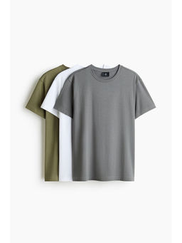 H&M - Men Green 3-Pack Slim Fit T-Shirts