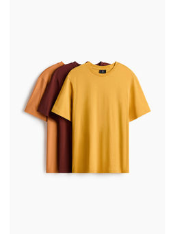 H&M - Men Orange 3-Pack Regular Fit T-Shirts