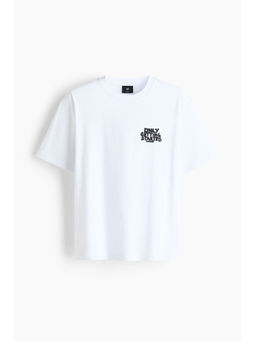 H&M - Men White Loose Fit Printed T-Shirt