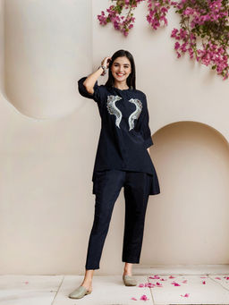 ISHIN - Black Quirky Embellished Motif Co-Ord (Set of 2)
