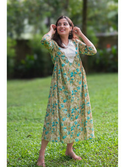Zerah Designs - Vaanya Pastel Green Chanderi Silk Dress