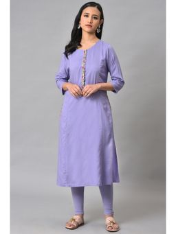 W - Purple Solid Kurta