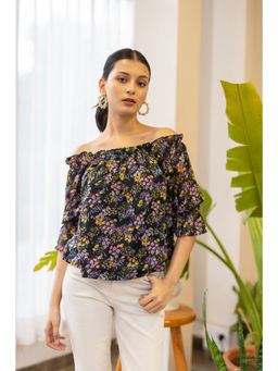Polago Clothing - Multi-Color Floral Off Shoulder Top
