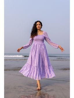 Polago Clothing - Lavender Ditsy Floral Smocked Maxi Dress
