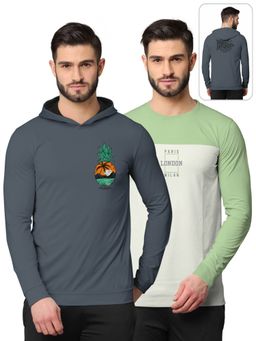 BULLMER - Printed Full Sleeve Sweatshirts For Men Multi-color (Pack of 2)