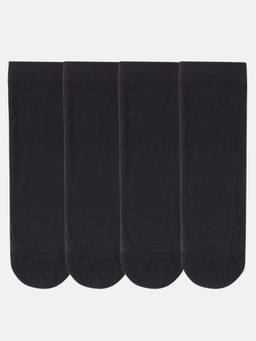 NEXT2SKIN - Women's Nylon Ankle Length Transparent Socks Black (Pack of 4)