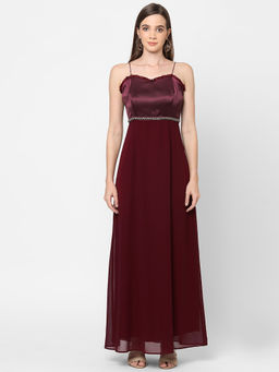 MISH - Maroon Embellished Maxi Dress