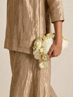 Palette - Fete Ivory Pouf Raffia Crochet Clutch