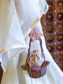Palette - Lumina Bloom Mauve Rhinestone Macrame Flower Potli Bag
