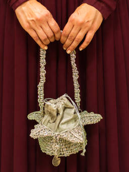 Palette - Silver Lumina Bloom Stardust Rhinestone Macrame Flower Potli Bag