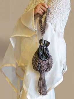 Palette - Charcoal Lumina Nido Graphite Rhinestone Macrame Potli Bag