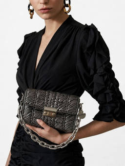 Palette - Patina Argent Metallic Grey Sling Bag with Detachable Straps