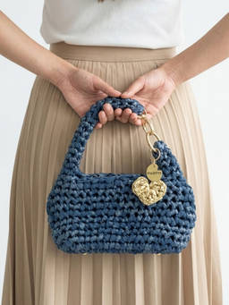 Palette - Terra Denim Blue Leatherette Crochet Handbag