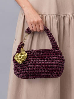 Palette - Maroon Terra Mulberry Berry Leatherette Crochet Handbag