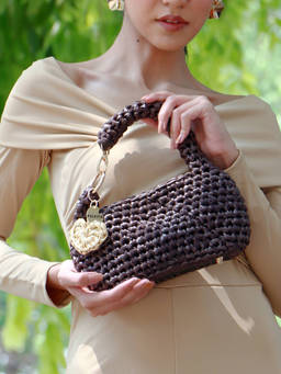 Palette - Terra Umber Brown Leatherette Crochet Handbag