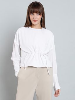 MISH - White Top with Drawstring Detail On Waist