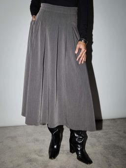 Cove and Lane - Pleated Skirt In Soft Suit Fabric