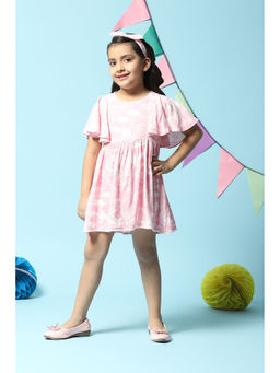 Biba - Girls Pink Viscose Flared Ethnic Dress