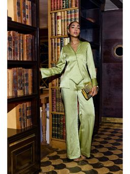 nona - Aira Asymmetric Cut Co-Ord Set - Green