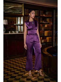 nona - Aira Corset Belt Blazer Co-Ord Set - Purple