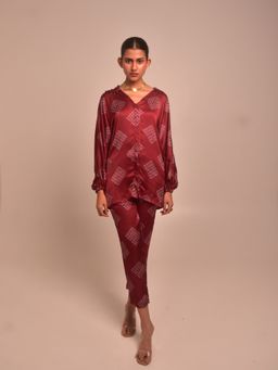 WHY SO BLUE - Mohna Modal Co-Ord Set - Maroon