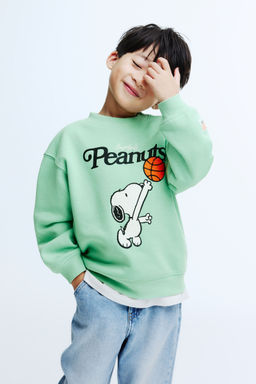 H&M - Boys Green Oversized Printed Sweatshirt