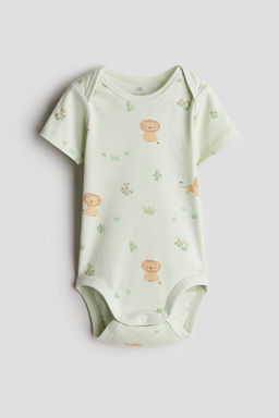 H&M - Boys Green Printed Envelope-Neck Bodysuit