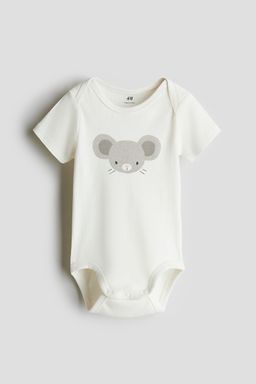 H&M - Boys White Printed Envelope-Neck Bodysuit