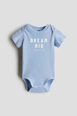 H&M - Boys Blue Printed Envelope-Neck Bodysuit