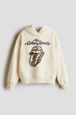 H&M - Girls White Motif-Detail Hoodie