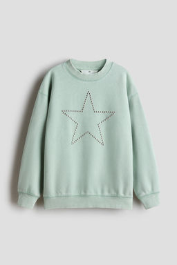 H&M - Girls Green Motif-Detail Sweatshirt