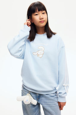 H&M - Girls Blue Oversized Print-Motif Sweatshirt