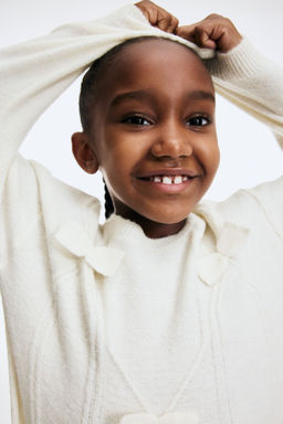 H&M - Girls White Bow-Detail Knitted Jumper
