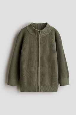 H&M - Boys Green Cotton Zip-Through Cardigan