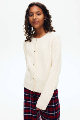 H&M - Girls White Cable-Knit Cardigan