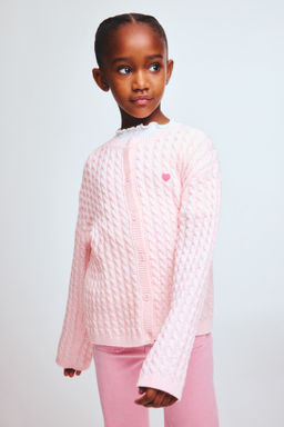 H&M - Girls Pink Cable-Knit Cardigan