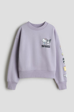 H&M - Girls Purple Print-Motif Sweatshirt