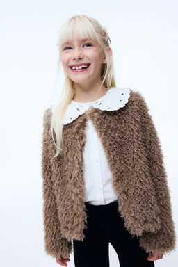 H&M - Girls Beige Fluffy Cardigan