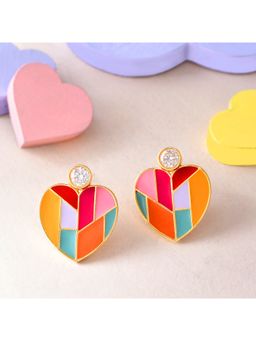 Voylla - Valentines Day Mosaic Heart Earrings