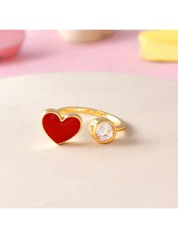 Voylla - Red Heart Open Finger Ring